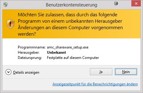 Warnung Code Signierung